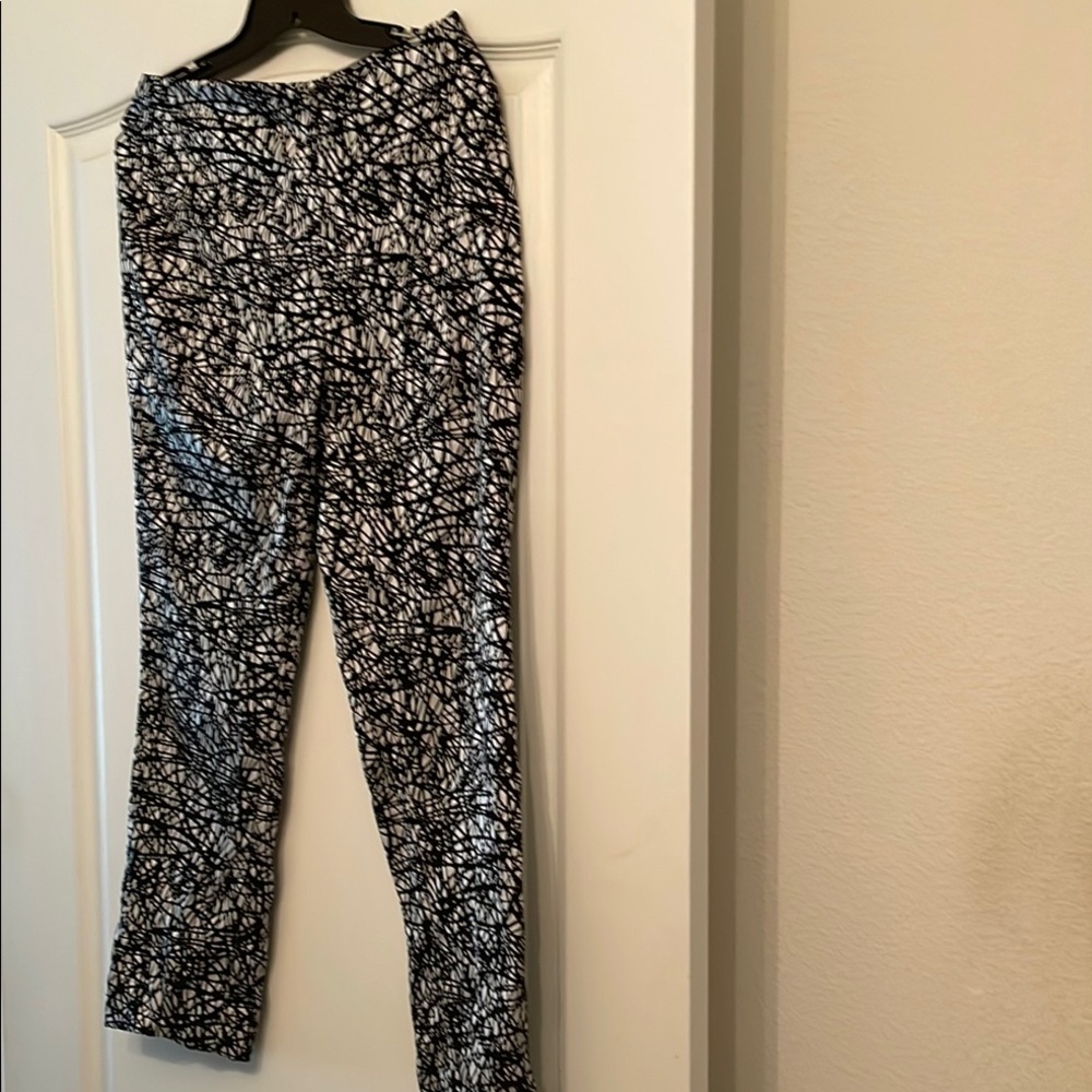 Doncaster Black and White Abstract Flare Pants